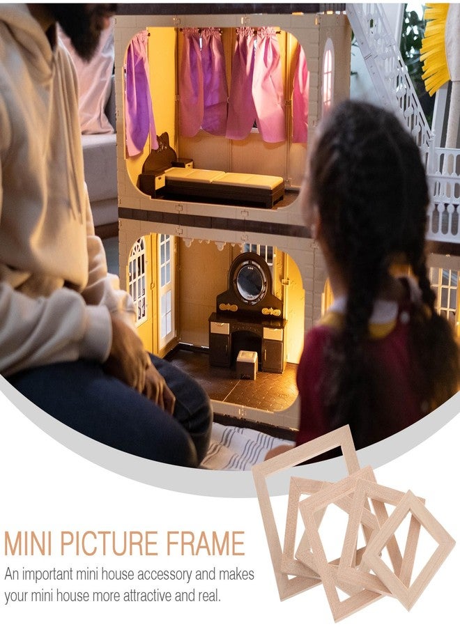 ifundom 10 Pcs Dollhouse Miniature Picture Frames Set, Mini Dollhouse Frame 1:12 Crafts Solid Wood Frame DIY Wall Art Painting Photo Props for Decoration Furniture Accessories - Image 3